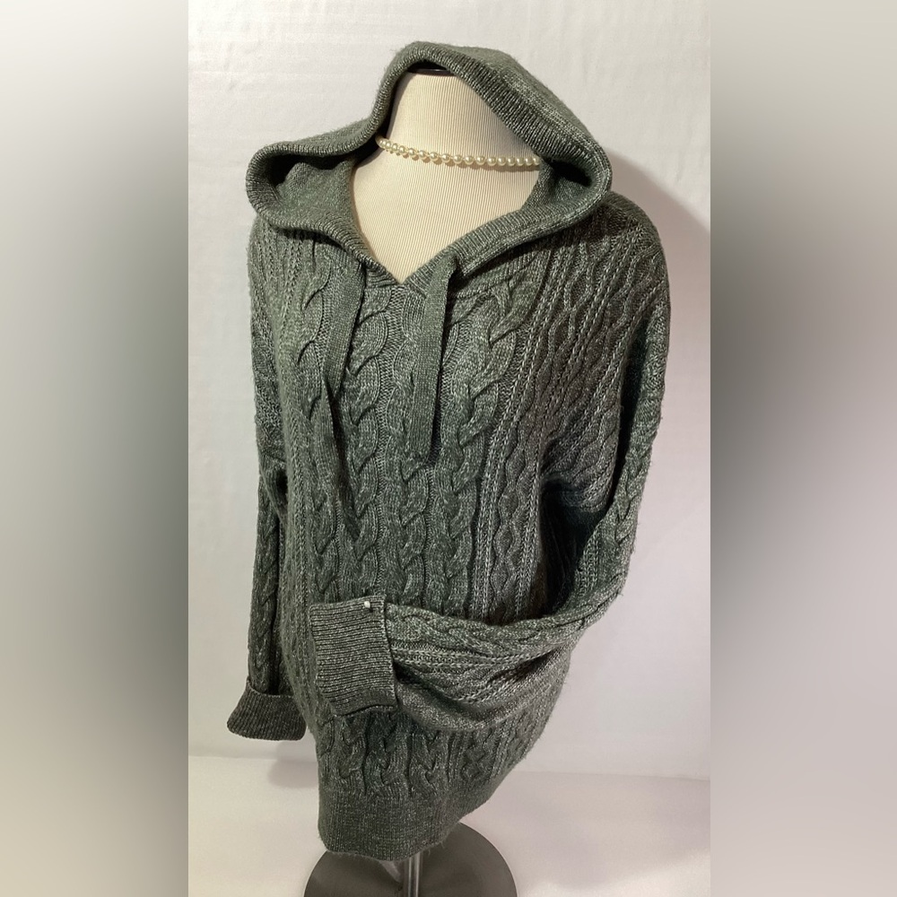 Lee Hoodie Sweater Pullover Size L Color Green/White Knit Long Sleeve